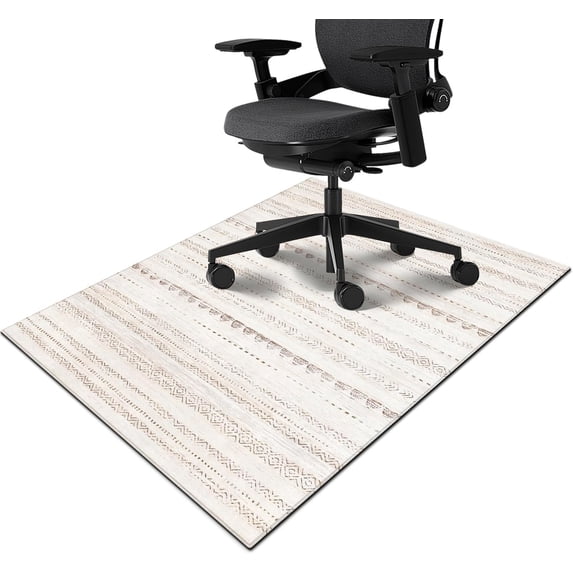 Boho Moroccan Brown Computer Rolling Office Chair Mat for Hardwood & Tile Floor 36"x48"