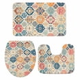 thumbnail image 1 of Boho Morocco Bath Mat 3 Piece Bathroom Rug Set, Retro Farmhouse Ethnic Neutral Aesthetic Non Slip Bath Rug Contour Mat and Toilet Lid Cover, Absorbent Shower Mats Soft Bath Rugs and Mats Sets, 1 of 8