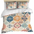 thumbnail image 1 of Boho Morocco Bedding 3 Piece Duvet Cover Set California King, Retro Farmhouse Ethnic Neutral Aesthetic Soft Microfiber Comforter Cover with Zipper Closure & Pillowcases, FadeResistant Quilt Cover, 1 of 9
