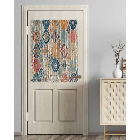 Boho Morocco Blackout Door Curtains for French, Glass,Front, Back, Patio Door, Retro Farmhouse Ethnic Neutral Aesthetic Thermal Insulated Rod Pocket Window Curtain Drapes With Tiebacks 54"x40"