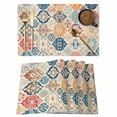 thumbnail image 1 of Boho Morocco Placemats Set of 6 Retro Farmhouse Ethnic Neutral Aesthetic Place Mats Indoor Wipeable Table Mats Washable Cloth Dining Table Placemats for Kitchen Holiday Party Home Decor 13x19 Inch, 1 of 9