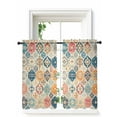 thumbnail image 1 of Boho Morocco Tier Curtains 45 Inch Length,Sheer Curtains for Bedroom Living Room Window Retro Farmhouse Ethnic Neutral Aesthetic Voile Drapes Kitchen Curtains Small Half Window 27.5"x45" 2 Panels, 1 of 7
