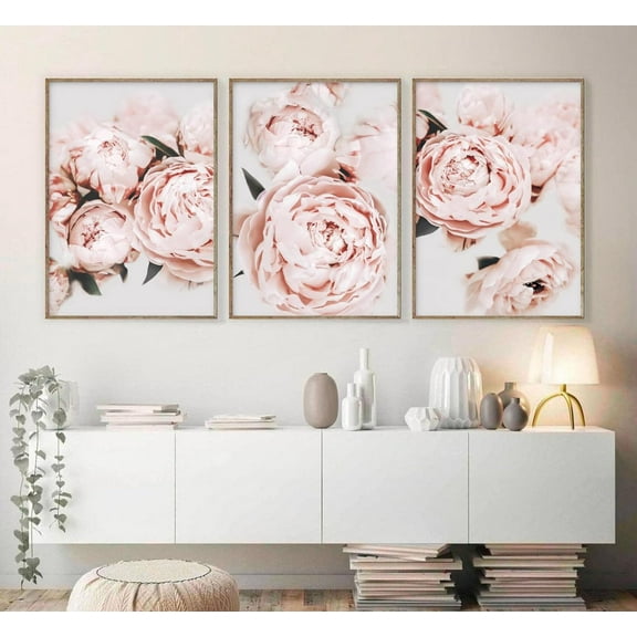 Boho Mountain Flower Wall Art Green Daisy Landscape Canvas Wall Decor Abstract Wildflower Art Prints Watercolor Floral Painting Pictures Nature Posters for Living Room Bedroom