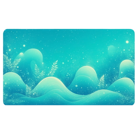 Boho Mouse Pad,A blue background with waves and plants in the ocean,3mm Thick Desk Mat,Non Slip Desk Pad,Computer Table Mat,Office Desk Decor Aesthetic