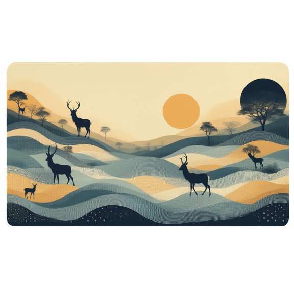 Boho Mouse Pad,A herd of deer standing on top of a lush green hillside,Extended Mouse Pad for Desk,Rubber Mouse Pad,Computer Keyboard Mat,Bohemian Style