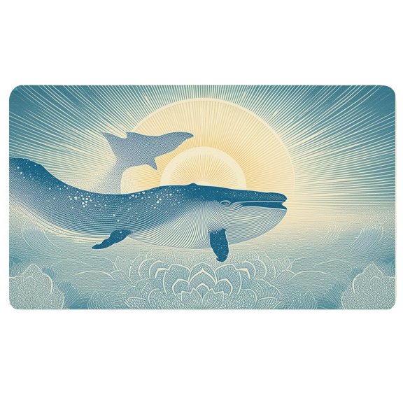Boho Mouse Pad,A whale and a dolphin swimming in the ocean at sunset,24x14 Mouse Pad,Anti Slip Desk Pad,Laptop Mat,Boho Teacher Decor