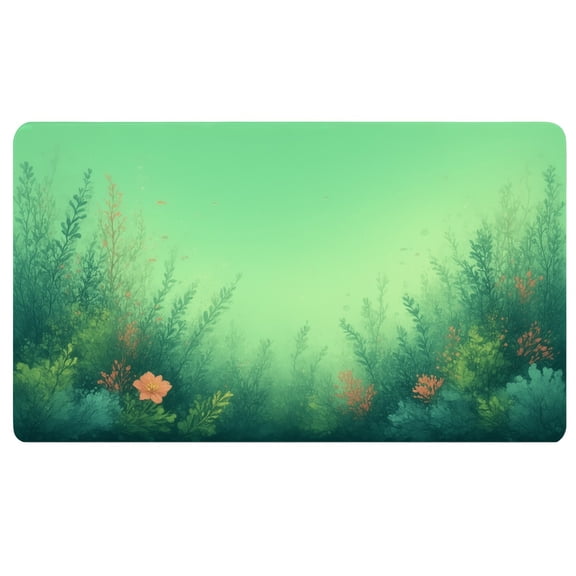 Boho Mouse Pad,An underwater scene with plants and flowers in the water,Long Mousepad,Rubber Mouse Pad,PC Desk Mat,Feminine Office Decor