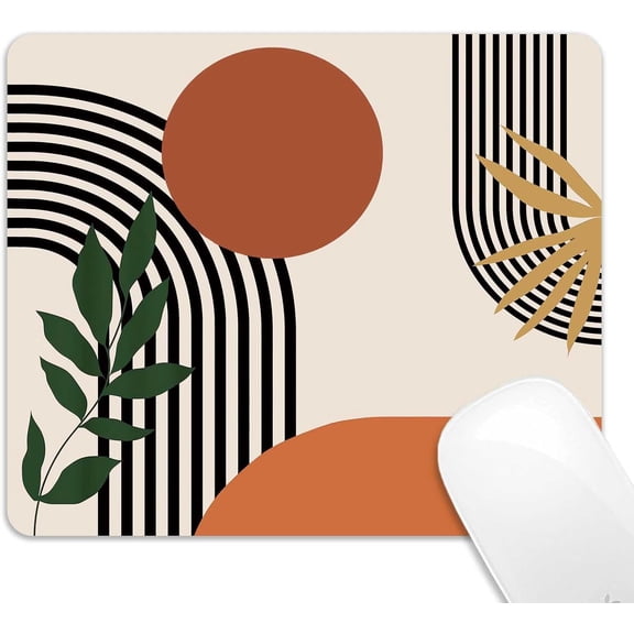 Boho Mouse Pad, Cute Geometric Aesthetic Mousepad for Home Office, Anti-Slip Rubber Mice pad for Computer & Laptop, 9x8 inch, Mid Century Abstract