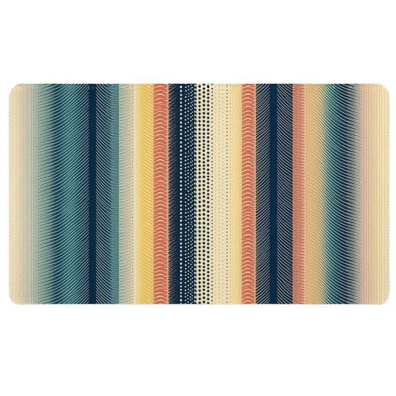 Boho Mousepad,a blue and orange striped background with a pattern Extended Mouse Mat,Cloth Mousepad,Desk Pad Cute,Boho Decor