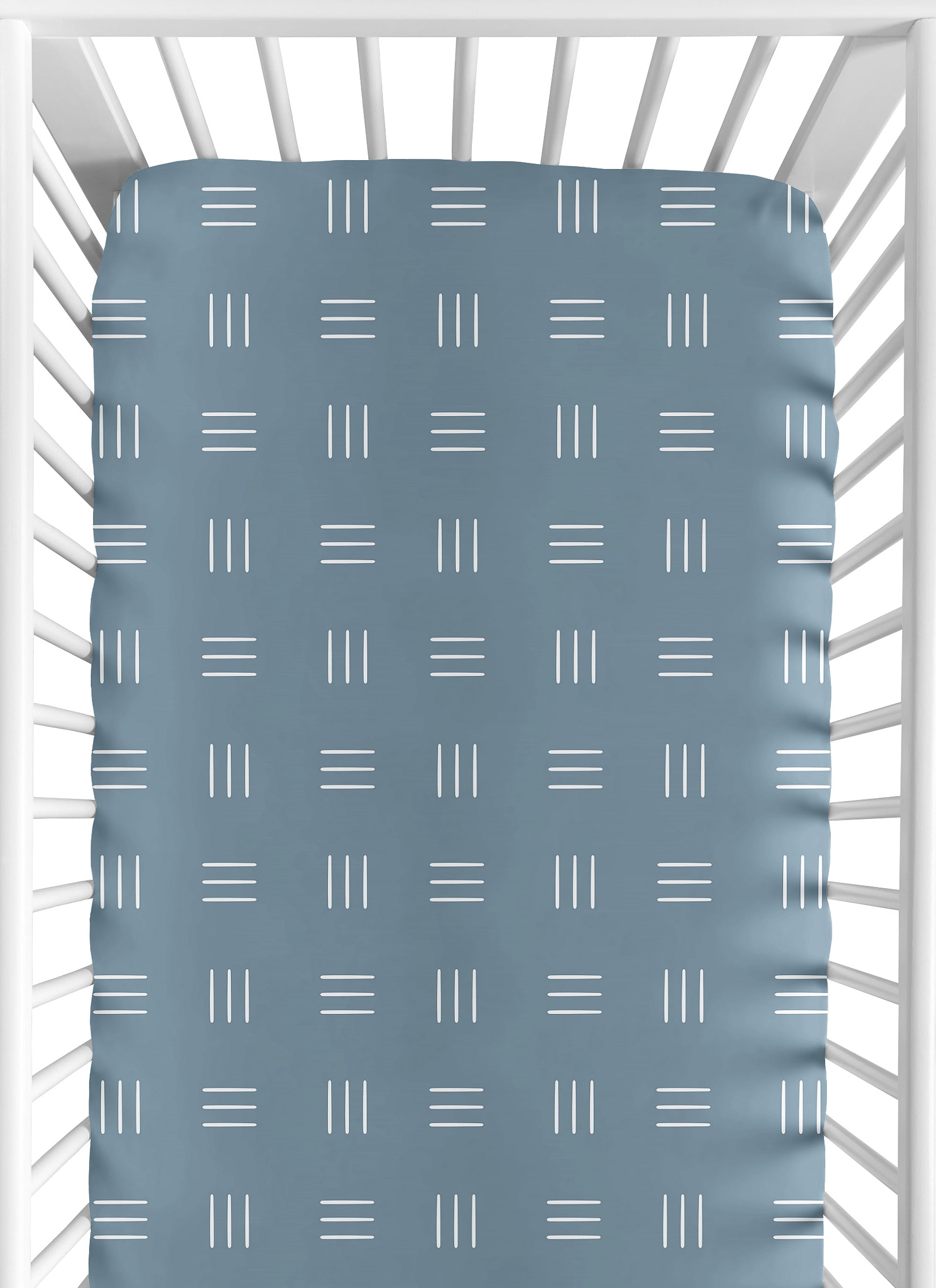 Sweet Jojo Designs Boho Hatch Dark Blue and White Fitted Crib Sheet