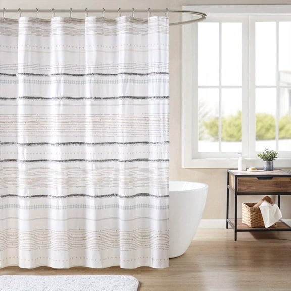 Boho Multi-Color Stripe Print Shower Curtain with Hooks, High Definition Digital Printing Polyester Fabric, Bathroom Partition Curtain for Windows Walls and Bathroom Home Decoration Shower Curtain