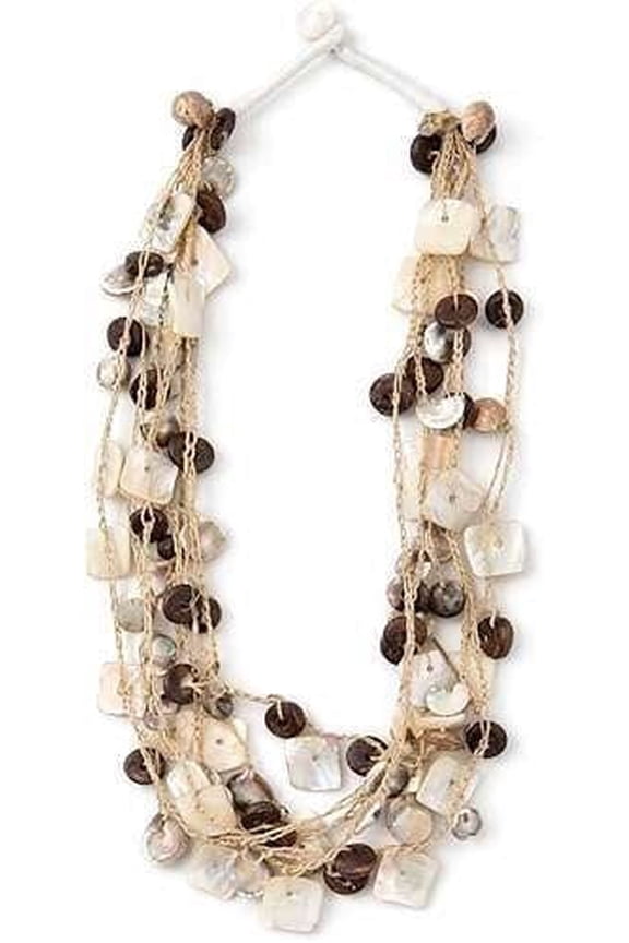Boho Multi-Layer Shell Beaded Necklace for Women, Natural Style Statement Necklace with Cord Design, Beach Inspired Fashion Jewelry