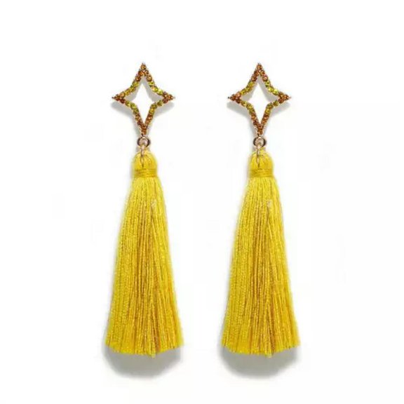 Boho Multi Tassel Statement Earrings Shiny Rhinestone Star Fashion Women Jewelry