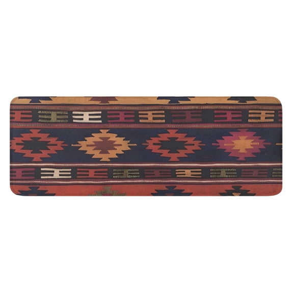 Boho Multicolor Ethnic Pattern with Geometric Shapes Kitchen Rug Mat,Kitchen Runner Rugs Non Skid Washable,Decorative Kitchen Floor Mats for Kitchen,Sink,Laundry,17"x47.2"
