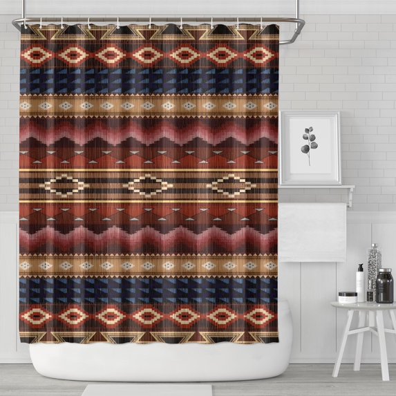 Boho Multicolor Geometric Ethnic Pattern Shower Curtain 72"x84" ,Bathroom Decorative Shower Curtains Set with 12 Hooks,Modern Waterproof Washable Shower Curtain