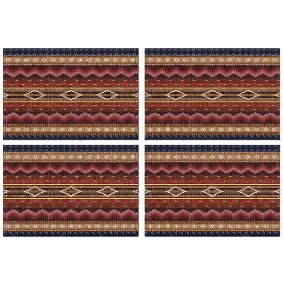 Boho Multicolor Geometric Ethnic Pattern Summer Placemats Table Placemats Set Of 4-Linen Kitchen Washable Placemats Table Mats 11.8"x17.7" Non-Slip Heat Resistant