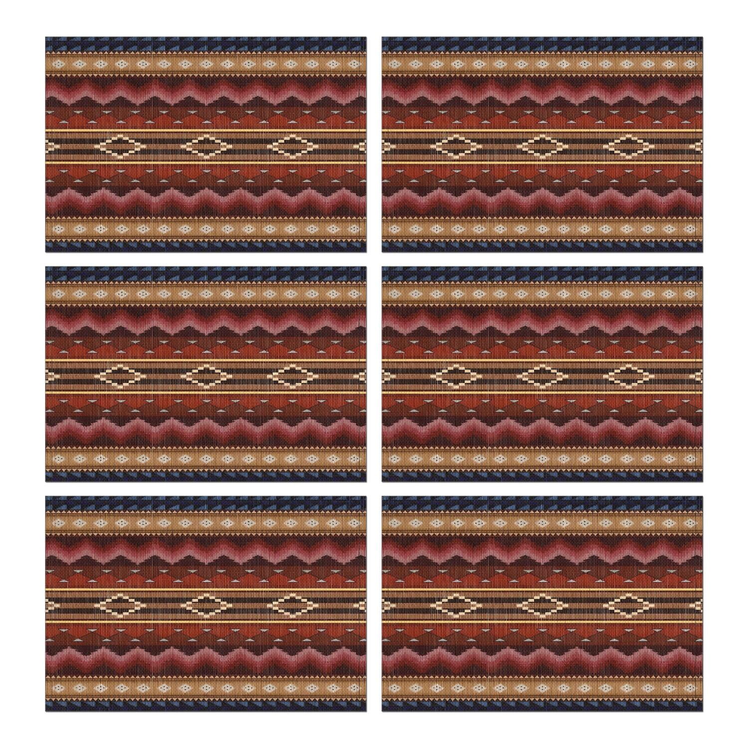 Boho Multicolor Geometric Ethnic Pattern Summer Placemats Table ...