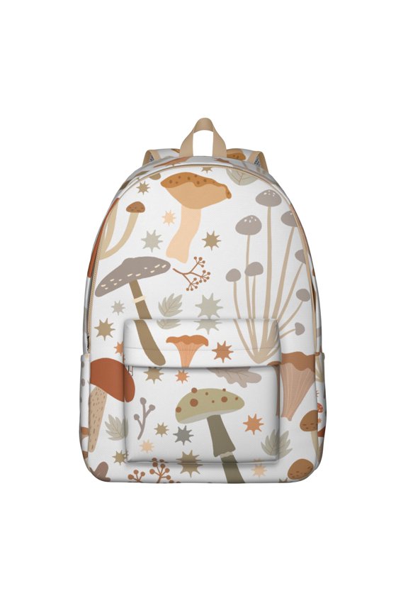 Boho Mushroom Backpack, Waterproof School Bag with Vintage Magical Forest Mushroom Print