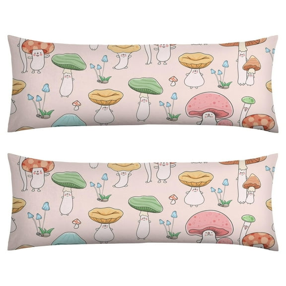 Boho Mushroom Body Pillow Cover - Soft & Breathable Fabric, Hidden Zipper, 20"x54", Vintage Mushroom Print - Perfect Gift for Side Sleepers, Cottagecore Decor & Pregnancy Support