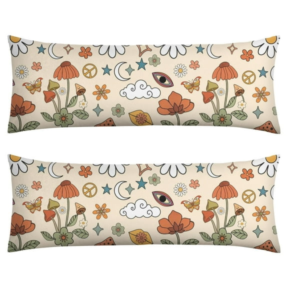 Boho Mushroom Body Pillow Cover - Soft & Breathable Fabric, Hidden Zipper, 20"x54", Vintage Mushroom Print - Perfect Gift for Side Sleepers, Cottagecore Decor & Pregnancy Support