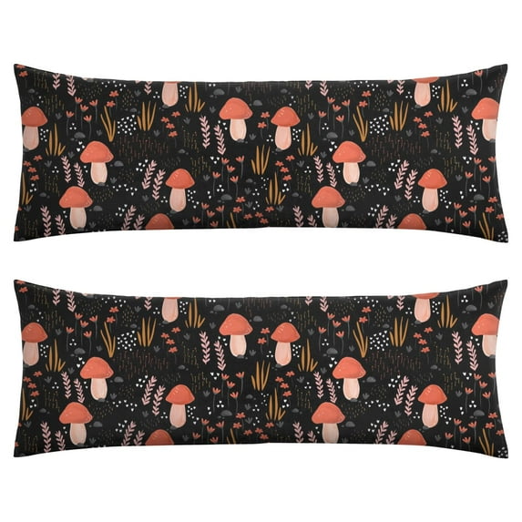 Boho Mushroom Body Pillow Cover - Soft & Breathable Fabric, Hidden Zipper, 20"x54", Vintage Mushroom Print - Perfect Gift for Side Sleepers, Cottagecore Decor & Pregnancy Support