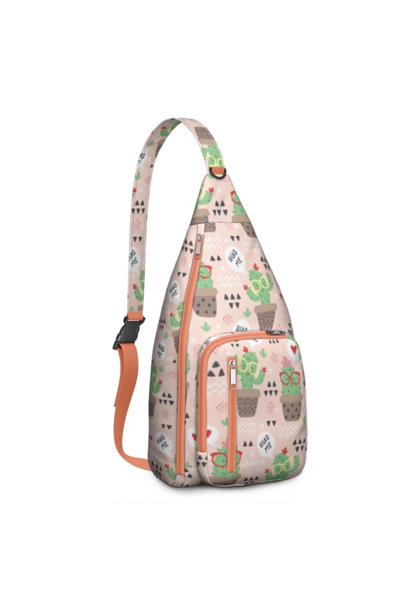 Boho Mushroom & Cactus Waterproof Hiking Sling Backpack , Lightweight Travel Bag for Woodland, Desert Adventures