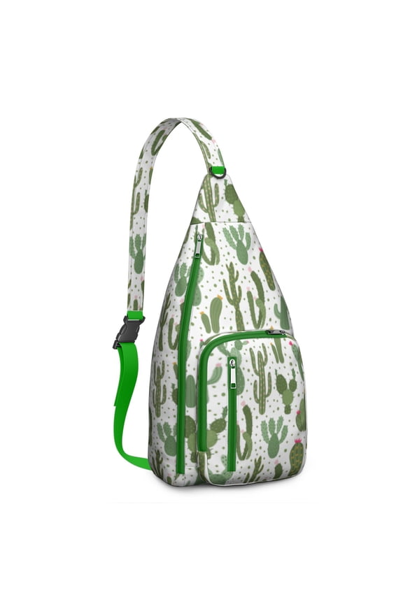 Boho Mushroom & Cactus Waterproof Hiking Sling Backpack , Lightweight Travel Bag for Woodland, Desert Adventures