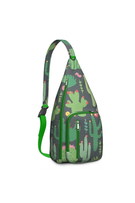 Boho Mushroom & Cactus Waterproof Hiking Sling Backpack , Lightweight Travel Bag for Woodland, Desert Adventures
