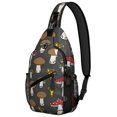 thumbnail image 1 of Boho Mushroom Chest Bag - Lightweight Shoulder Backpack for Outdoor Adventures - Travel-Ready with Anti-Theft Design & Versatile Wear, 1 of 5