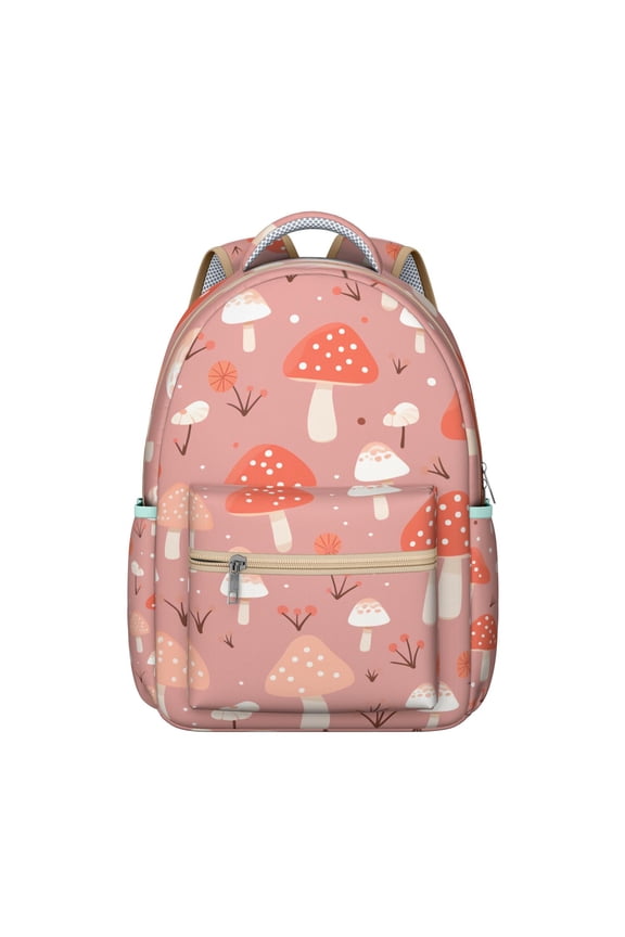 Boho Mushroom Students Backpack Vintage Magical Forest and Woodland Fairy Tale Mushroom Design Psychedelic Trippy School Bag