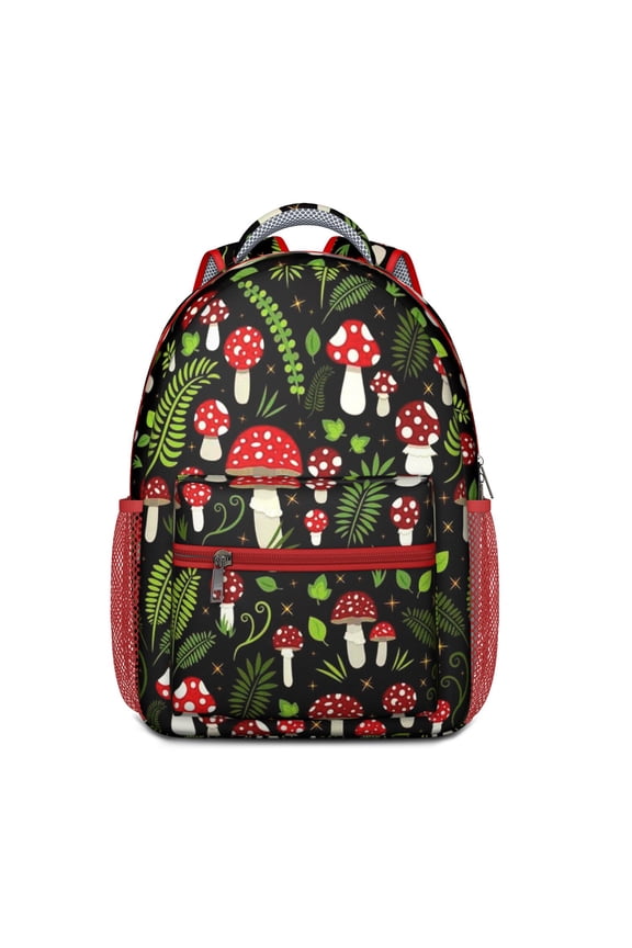 Boho Mushroom Waterproof School Backpack with Spinal Support - Ergonomic & Breathable Bookbag for Teens & College Students