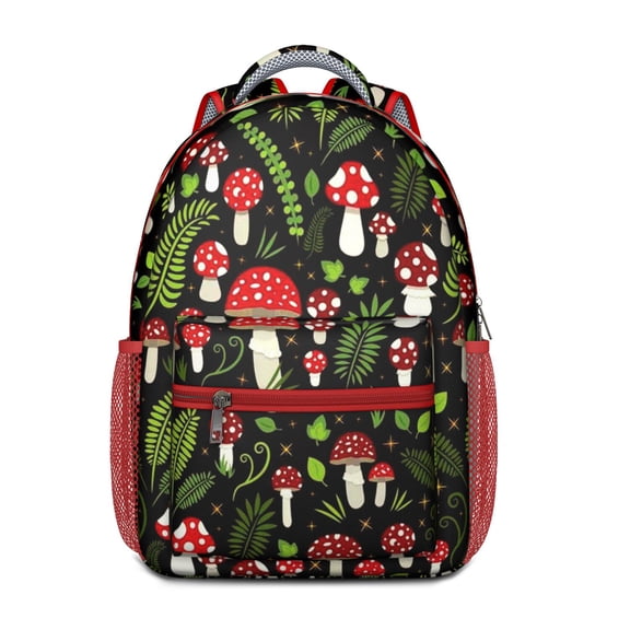 Boho Mushroom Waterproof School Backpack with Spinal Support - Ergonomic & Breathable Bookbag for Teens & College Students