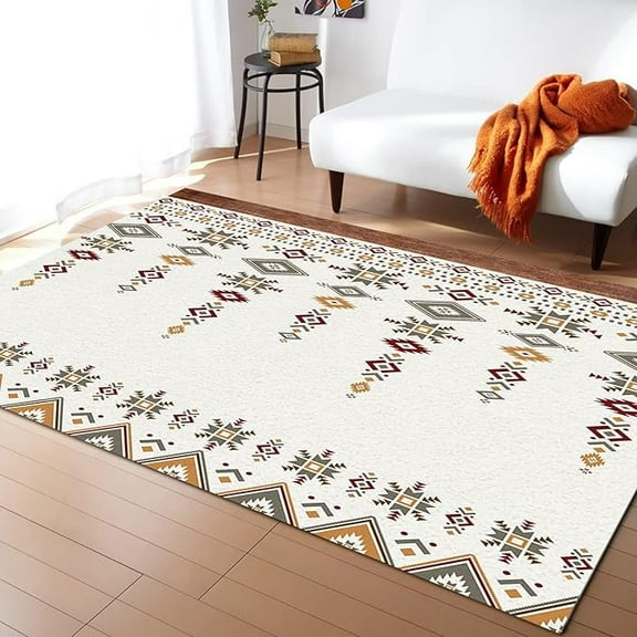 Boho Native Area Rugs, Tribal Geometry Soft Washable Carpet, Upholstery Rug With Non-Slip Backing For Kids Boys Girls Bedroom Living Room Dining Room Study 2 x 3ft
