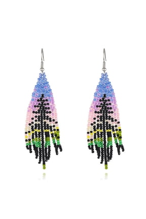 Boho Native Long Sunflower Tree Tassel Beaded Earrings for Women Tribal Ethnic Native Seed Beads Fringe Drop Dangle Earrings,Colorful Chandelier Earrings Statement Handmade Jewelry