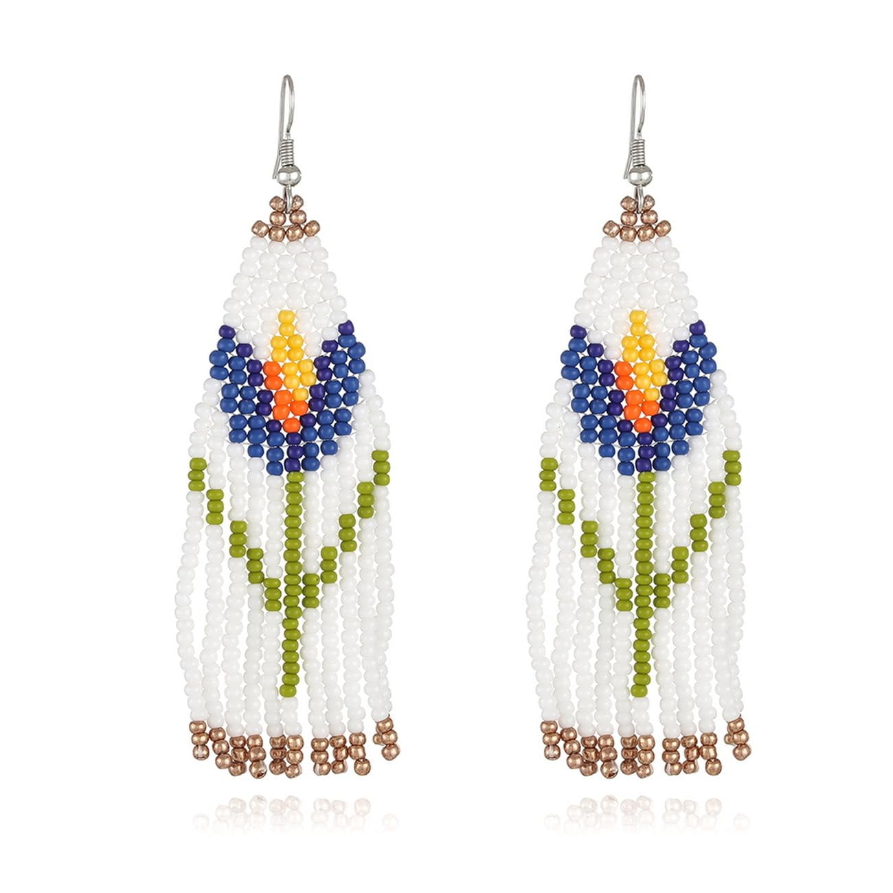 Handmade Bohemian Long Tassel Earrings – Multicolor Beaded Fringe Dangle Drop For Women