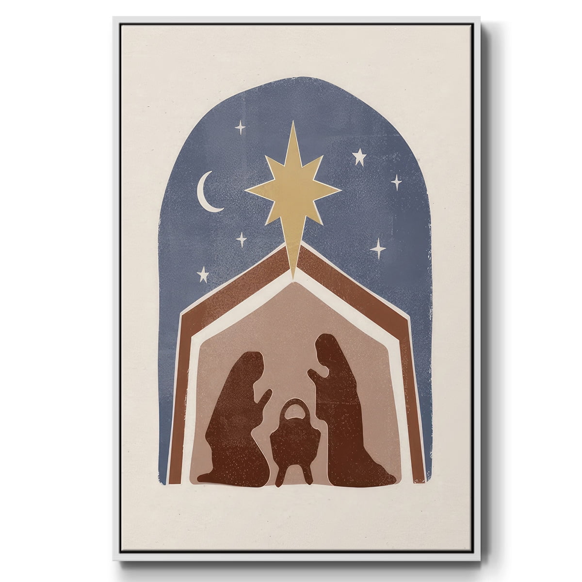 Boho Nativity I - Framed Gallery Wrapped Holiday Canvas - 27 x 41 - White Frame