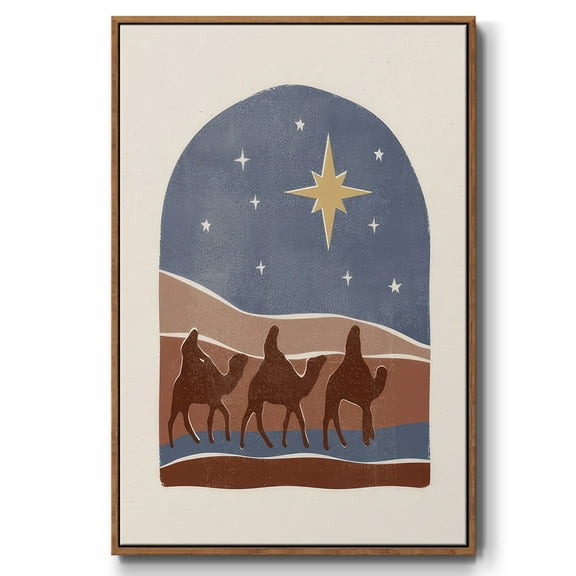 Boho Nativity II - Framed Gallery Wrapped Holiday Canvas - 17 x 25 - Rosewood Frame