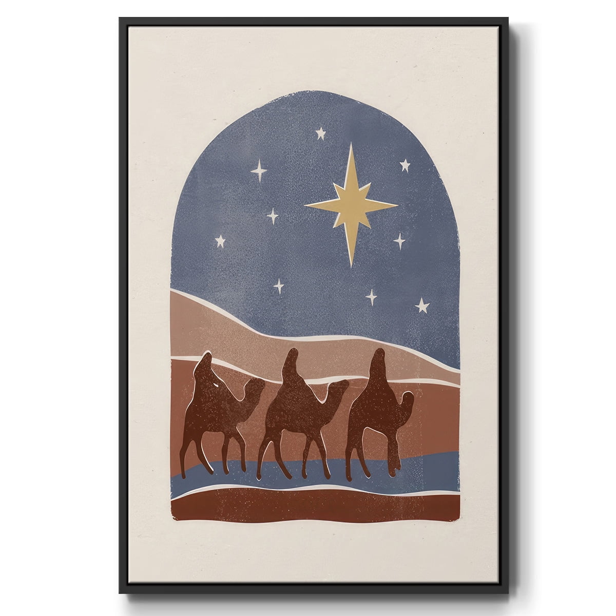 Boho Nativity II - Framed Gallery Wrapped Holiday Canvas - 27 x 41 - Black Frame