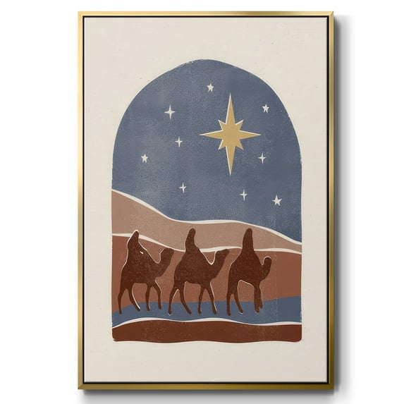 Boho Nativity II - Framed Gallery Wrapped Holiday Canvas - 27 x 41 - Gold Frame