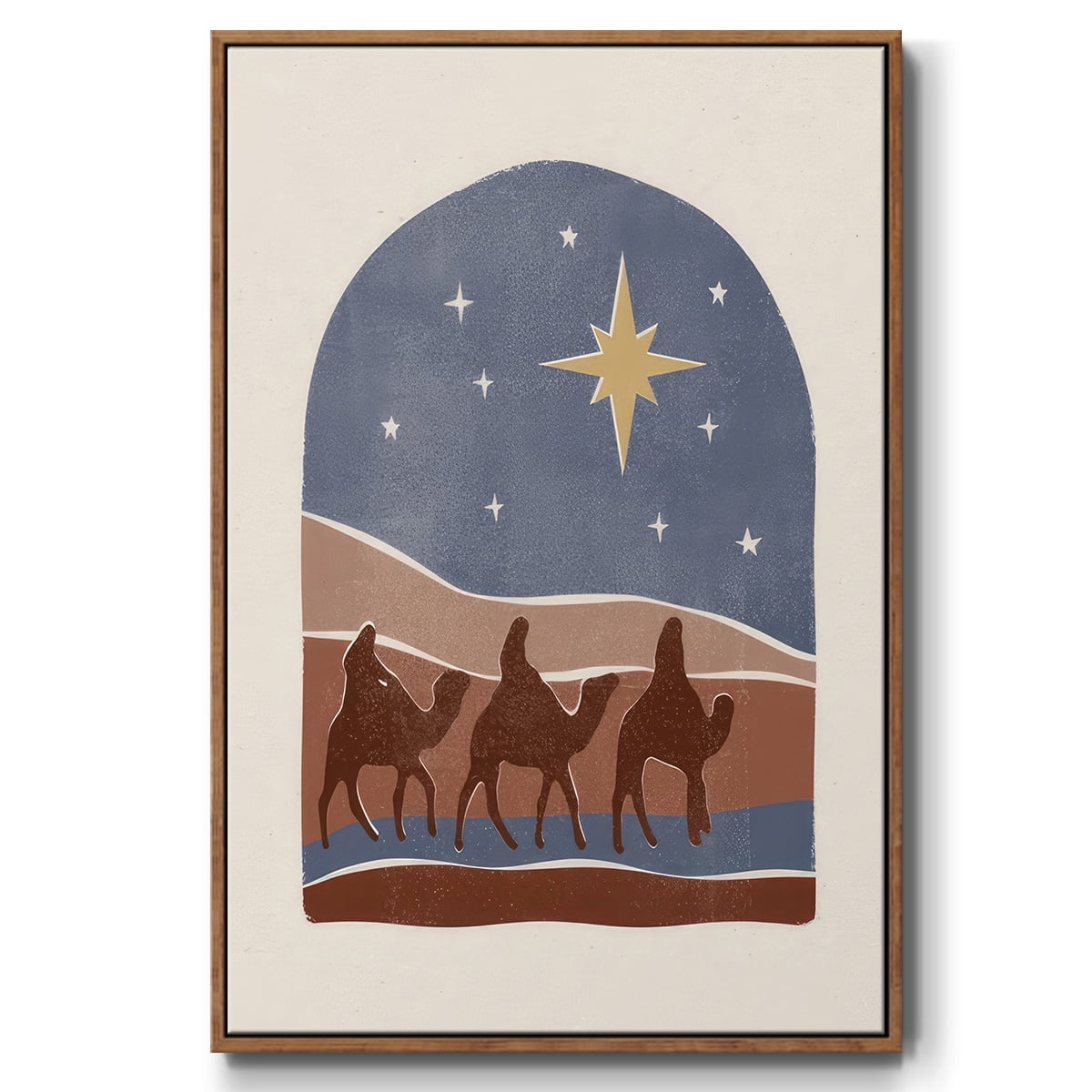 Boho Nativity II - Framed Gallery Wrapped Holiday Canvas - 27 x 41 - Rosewood Frame