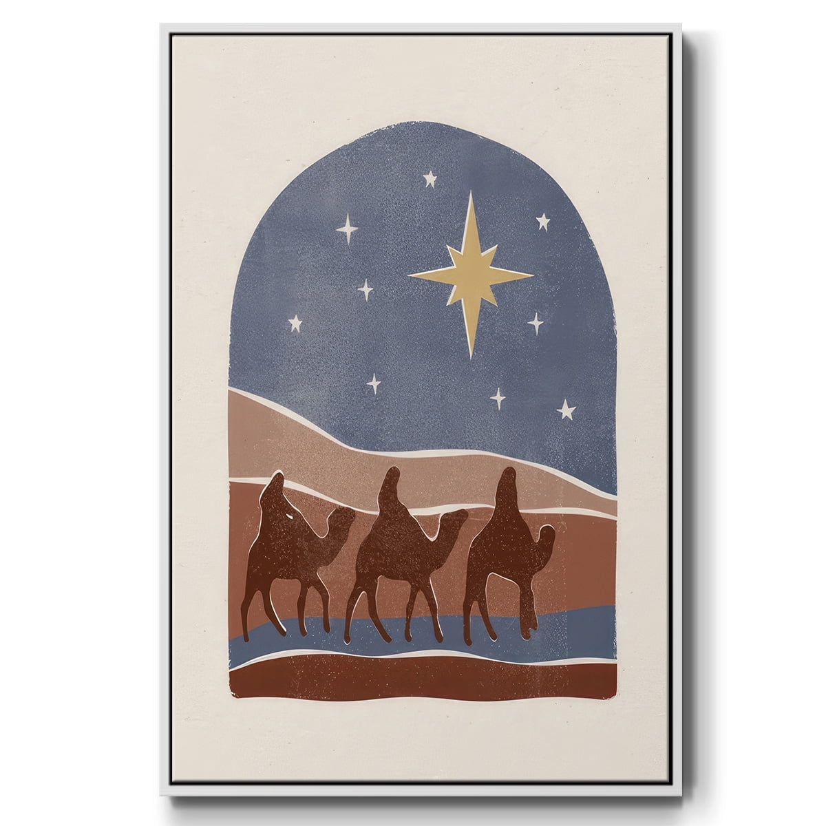 Boho Nativity II - Framed Gallery Wrapped Holiday Canvas - 27 x 41 - White Frame