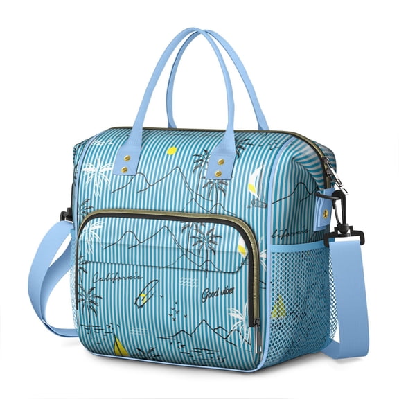 Boho Nautical Leakproof Picnic Bag - Multi-Pocket Food Storage with Detachable Strap, Ideal for Fitness Lovers & Travelers