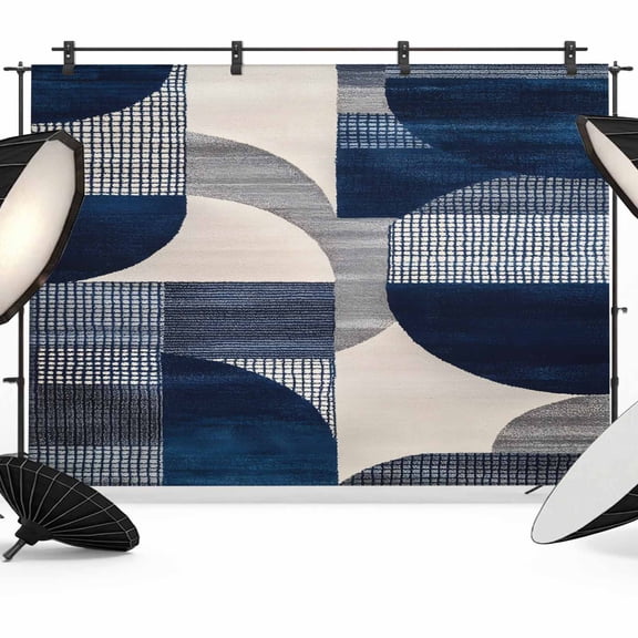 Boho Navy Blue Backdrop for Photography, Fabric Photo Background Backdrop, Modern Geometric Abstract Art Photo Booth Background for Portrait Photoshoot Video Wedding Studio Decoration Banner 7x5ft