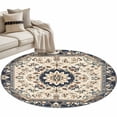 thumbnail image 1 of Boho Navy Blue Brown Round Rug 3ft Area Rug Washable Soft Non-Slip 3' Circle Low Pile Rugs Southwestern Retro Geometric Carpet for Bedroom Living Room Entryway Home Office Dining Room, 1 of 8