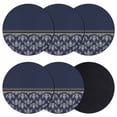 thumbnail image 1 of Boho Navy Blue Flower Coasters Set of 6, Absorbent Coasters for Drinks, Abstract Bohemia Pesley Floral Coaster for Desk Coffee Table Protection, Home Decor House Warming Gifts 4", 1 of 8