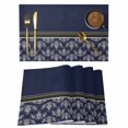 thumbnail image 1 of Boho Navy Blue Flower Placemats Set of 4, Abstract Bohemia Pesley Floral Placemats for Dining Table, Place Mats for Kitchen Tabletop, Waterproof Wipeable Dining Table Mats Set, 1 of 9
