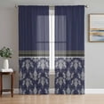 thumbnail image 1 of Boho Navy Blue Flower Sheer Curtains 96 Inch Length 2 Panels Set Window Treatments, Abstract Bohemia Pesley Floral Rod Pocket Semi Curtains for Living Room/Bedroom/Kitchen Décor, 104"W x 96"L, 1 of 7