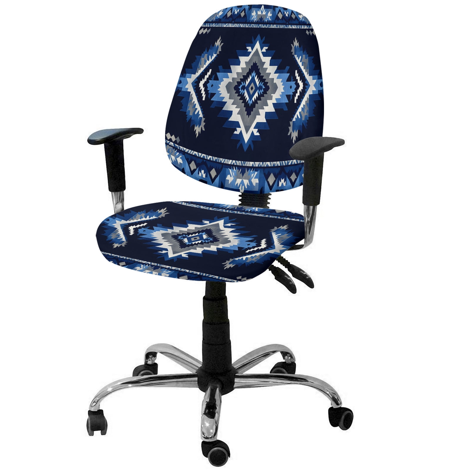 Boho Navy Blue Grey 2 Pieces Computer Office Chair Covers Set ...