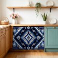 thumbnail image 1 of Boho Navy Blue Grey Cabinet Curtain 28"Wx35"L,Dustproof Under Sink Skirt W/ Self Adhesive Tape,Ethnic Geometric Southwestern Vintage Cabinet Curtain Cover for Bathroom Vanity,Kitchen Sink, 1 of 9