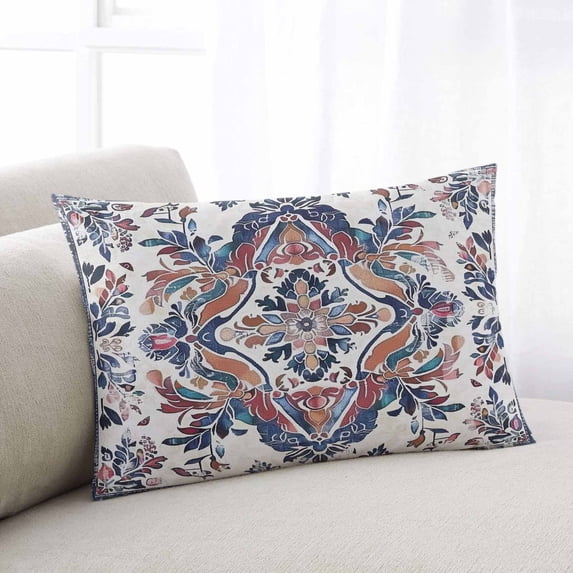 Boho Navy Blue King Size Pillow Cover, Pillowcase Protectors with Zipper, Breathable Decorative Throw Pillow Case Cover, Vintage Southwestern Geometric Art Pillow Shams for Couch Sofa 20x36Inch